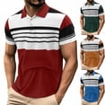 thumbnail image 1 of Oalirro Men's Short Sleeve Striped Polo Shirt – Slim Fit, Breathable Cotton Blend for Casual, Golf & Summer Wear, 1 of 7