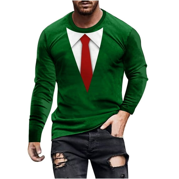 Oalirro Men's T-Shirts Graphic Long Sleeve Crew Neck Men's Shirts Graphic Tees White,XXL