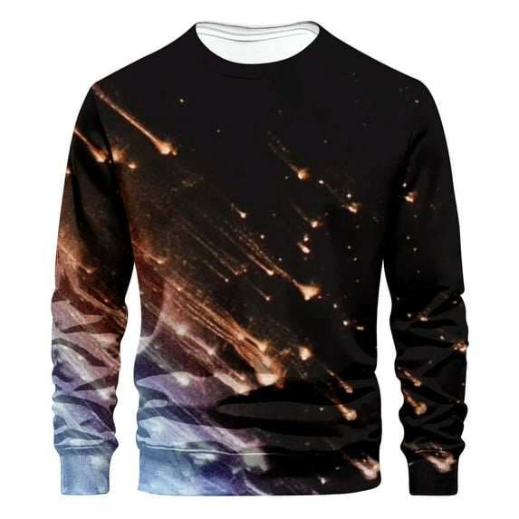 Oalirro Men's T-Shirts Graphic Vintage Long Sleeve Round Neck Men's Shirts Graphic Tees Orange,XL