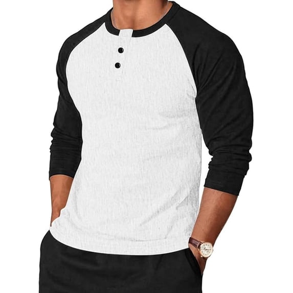 Oalirro Men's T-Shirts Graphic Vintage Long Sleeve Round Neck Shirts Graphic Front Button Tees