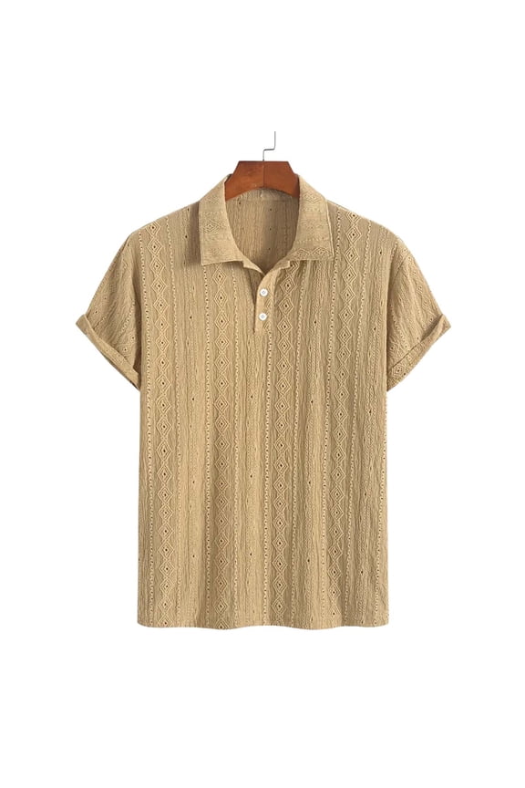Mens Button Down Shirt Short Sleeve Casual Stylish Shirts Jacquard Weave Textured Summer Beach Wedding Shirt