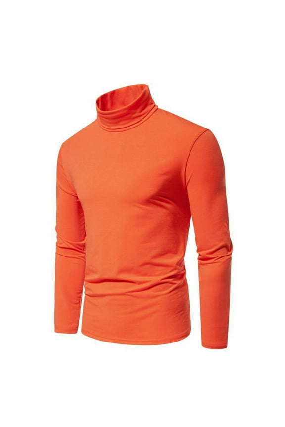 Mens Casual Long Sleeve High Elasticity Mock Turtleneck Bottoms Top Slim Fitted