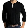 thumbnail image 1 of Oalirro Mens Workout Shirts Long Sleeve Button Down Round Neck Men's Shirts Graphic Tees Black,L, 1 of 5
