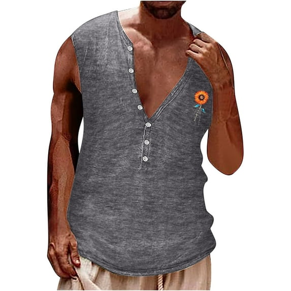 Nnhblu Mens Workout Tank Tops Round Neck Sleeveless Gym Shirts Gray XL