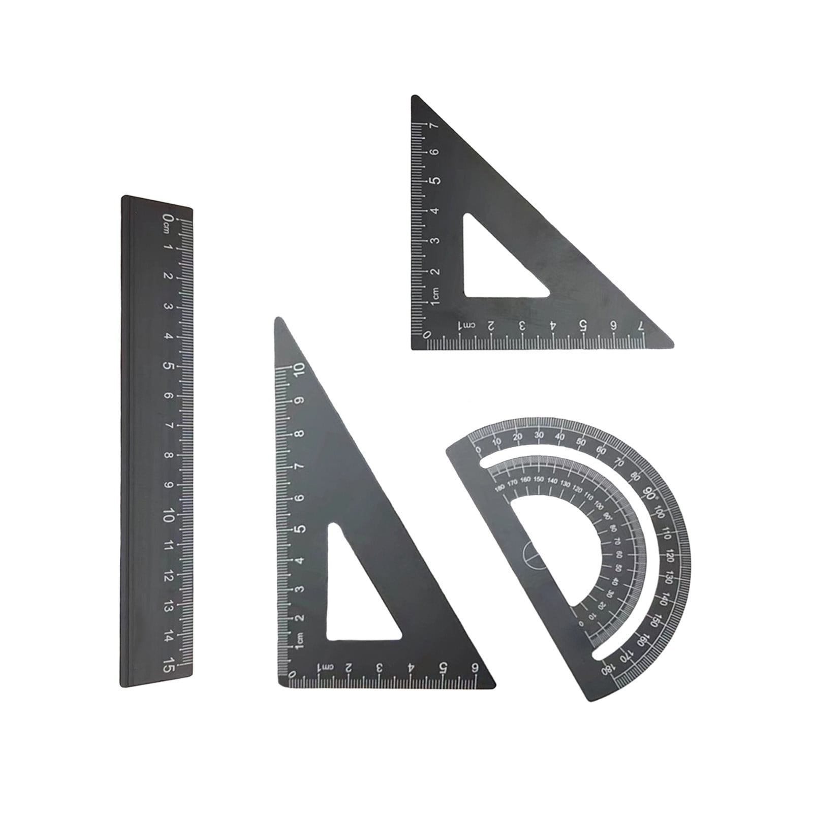 Oalirro Metal Ruler Set 4-Piece Multi-Functional Alloy Stationery Kit ...