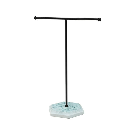 Oalirro Modern Jewelry Stand - T-Shape Metal Display Rack with Stone Base for Necklaces, Bracelets & Earrings, Jewelry Organizer for Bedroom & Dressing Table, Space-Saving
