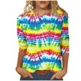 thumbnail image 1 of Oalirro Multicolor Ladies Tops 2024 Trendy Stylish Crew Neck Three-Quarter Sleeve Top M, 1 of 6