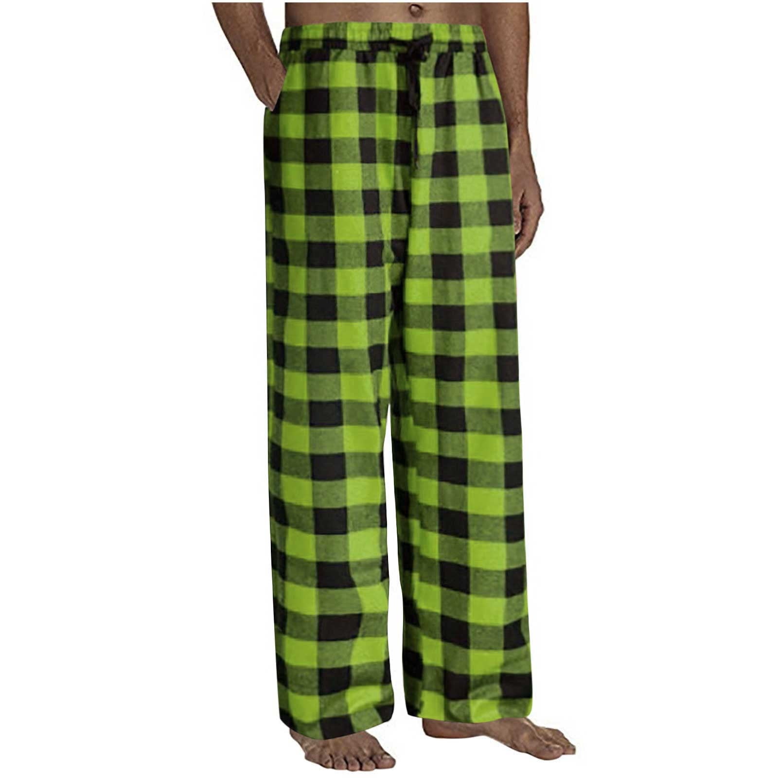 Oalirro Army Green Men's Pajama Pants Plaid Lounge Warm Sleepwear Chrismtas Pajama  Pants PJ Bottoms Drawstring and Pockets 