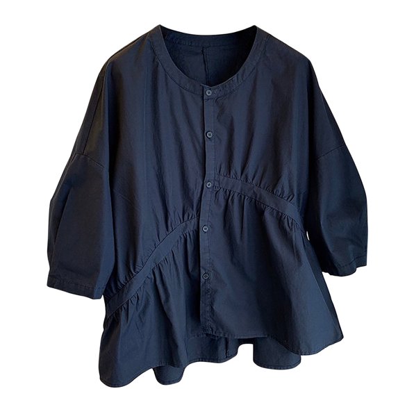 Oalirro Navy 3/4 Sleeve Tops for Women Summer Dressy Round Neck Solid Womens Long Sleeve Tops Dressy Casual