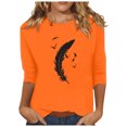 thumbnail image 1 of Oalirro Orange Fashion Tops for Women Trendy Summer Crew Neck Three-Quarter Sleeve Top L, 1 of 5