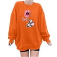 thumbnail image 1 of Oalirro Orange Round Neck Long Sleeve Tops for Women 2024 Women's Round Printed Loose Fitting Sweatshirts Long Sleeve Hoodless Sweatshirts, 1 of 4