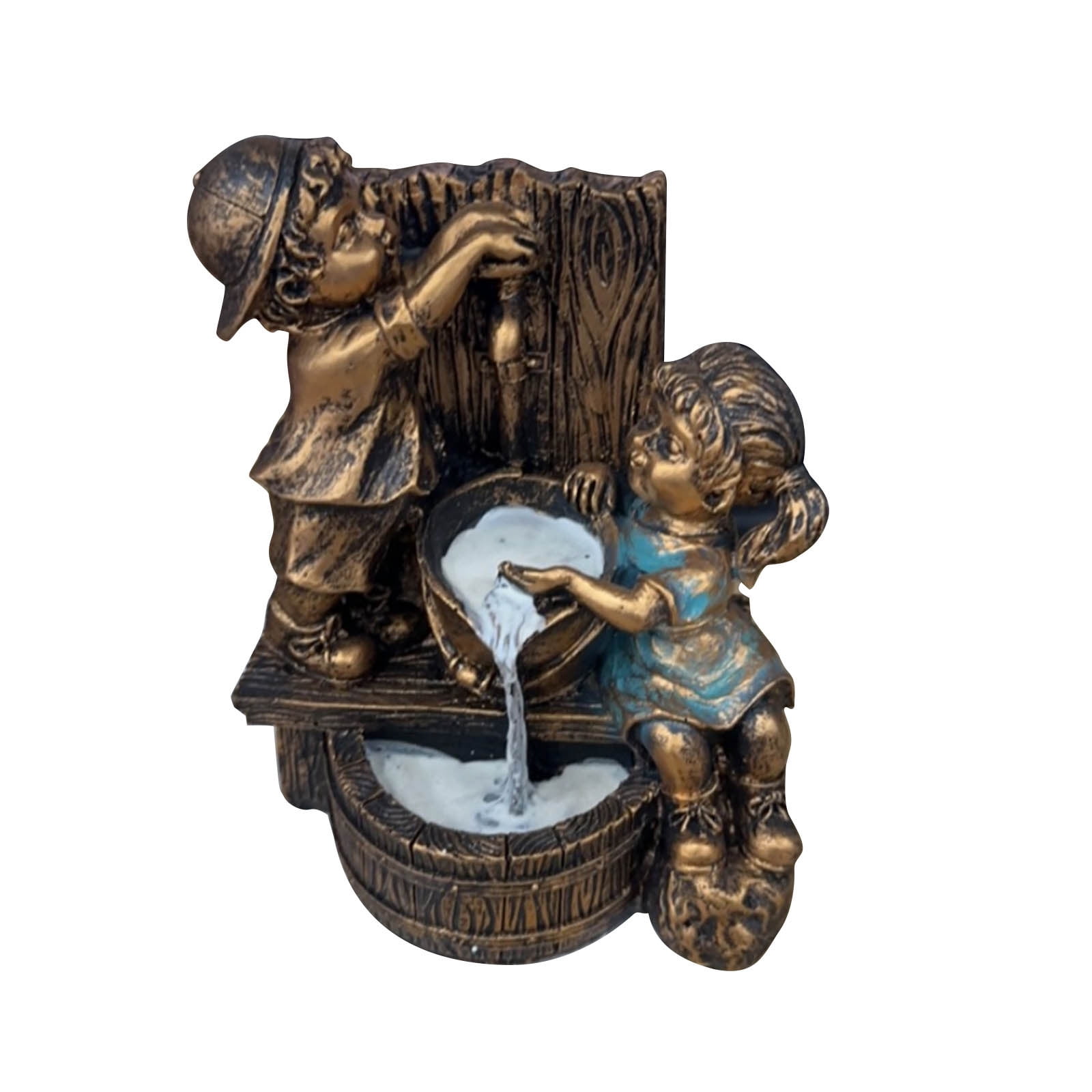 Oalirro Outdoor Garden Statue - Glowing Boy & Girl with Fireflies Night Light, Whimsical Patio Decor for Yard/Pathway, Hand-Painted Resin Art Sculpture (Weatherproof, 12" Tall)