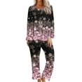 thumbnail image 1 of Oalirro Pajamas for Women Set Casual Long Sleeve Top with Long Pants Homewear 2 Piece PJ Sets Pink,XXL, 1 of 6