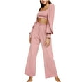 thumbnail image 1 of Oalirro Pajamas for Women Set Casual Long Sleeve Top with Long Pants Homewear 2 Piece Pjs Set with Long Pants Pink,L, 1 of 1