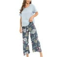 thumbnail image 1 of Oalirro Pajamas for Women Set Casual Long Sleeve Top with Long Pants Homewear Pjs Set Loungewear Light Blue,S, 1 of 3