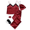 thumbnail image 1 of Oalirro Pajamas for Women Set Casual Short Sleeve Top with Long Pants Homewear Two-Piece Sleepwear Red,XL, 1 of 8