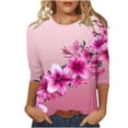 thumbnail image 1 of Oalirro Pink Women Blouses and Tops Fashion Round Neck Three-Quarter Sleeve Top M, 1 of 4