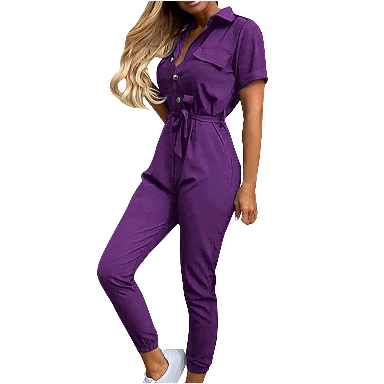Women's Purple Solid Jumpsuit
