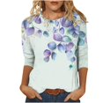 thumbnail image 1 of Oalirro Purple Spring Long Sleeve Tops for Women 2024 Trendy Round Neck Long Sleeve Polyester Floral Womens Top, XL, 1 of 5