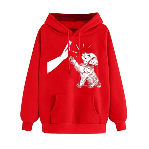 Oalirro Red Womens Long Sleeve Drawstring Hoodies Fall Winter Pullover Valentine's Day Gift for Her