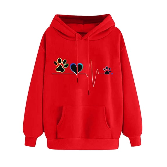 Oalirro Red Womens Long Sleeve Drawstring Hoodies Trendy Fahison Pullover Valentine's Day Gift for Her