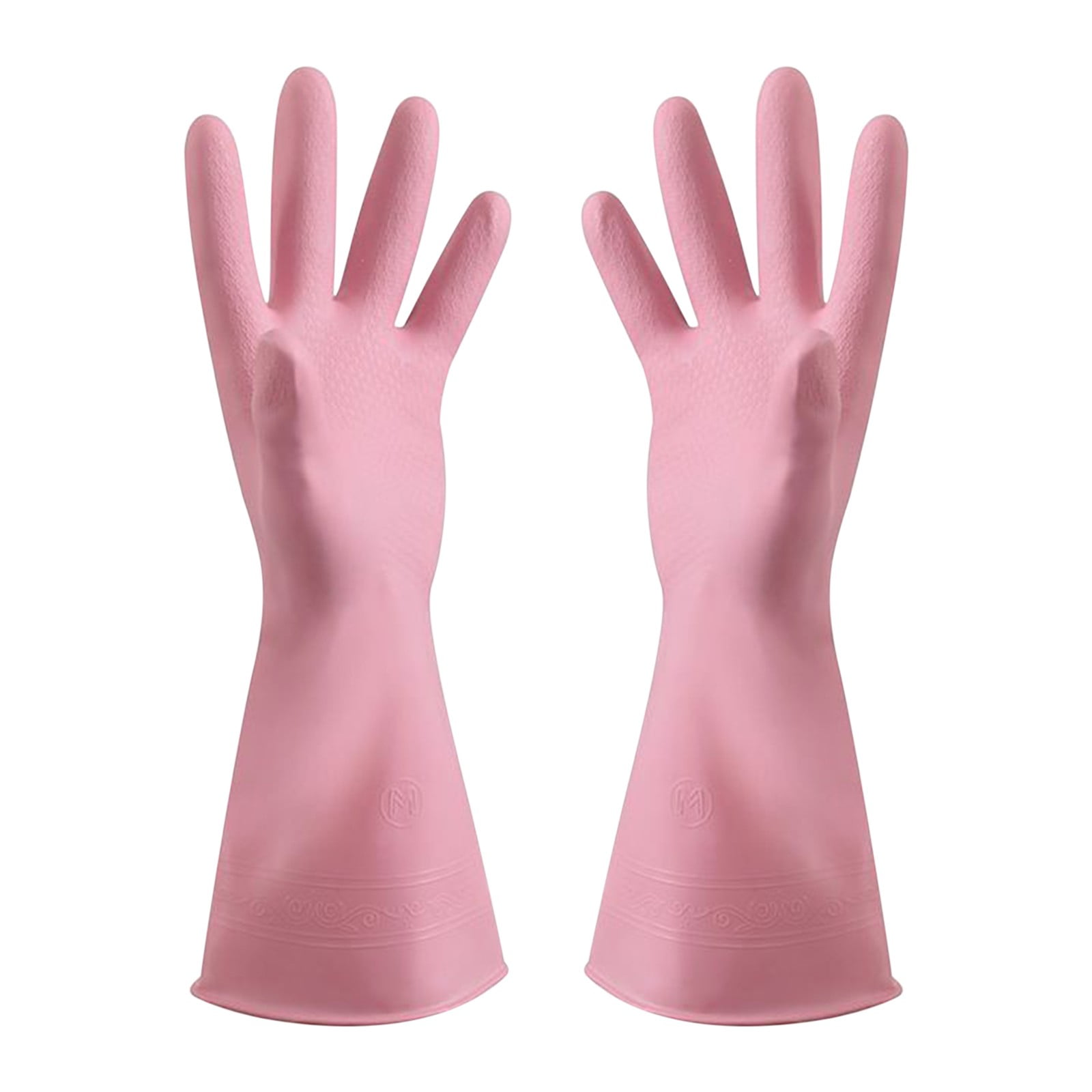 Vigar Flower Power Pink Latex Dish Washing Gloves with Extended Cuff -  Medium 
