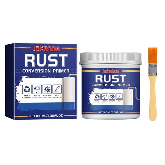 Oalirro Rust Conversion Basecoat for Metal Surfaces - 100ml Rust Remover & Protector for Iron Doors, Gear Brackets & Stair Railings, Quick-Drying Rust Converter(Includes Brush)