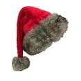 thumbnail image 1 of Oalirro Santa Hat Plush Pom Pom Christmas Hats for Everyone Santa Claus Party Hat Red White Christmas Party Hats with Grey Tips, 1 of 6