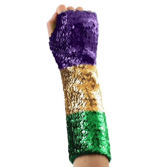 Oalirro Sequin Fingerless Gloves for Women Carnival Long Fingerless Elastic Glitter Rave Party Wear Gloves for Women