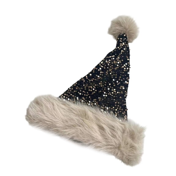 Oalirro Sequin Santa Hat, Christmas Hats for Women Or Men, Soft Adults Holiday Hat for Santa Claus Party Supplies Gifts for New Year Headwear