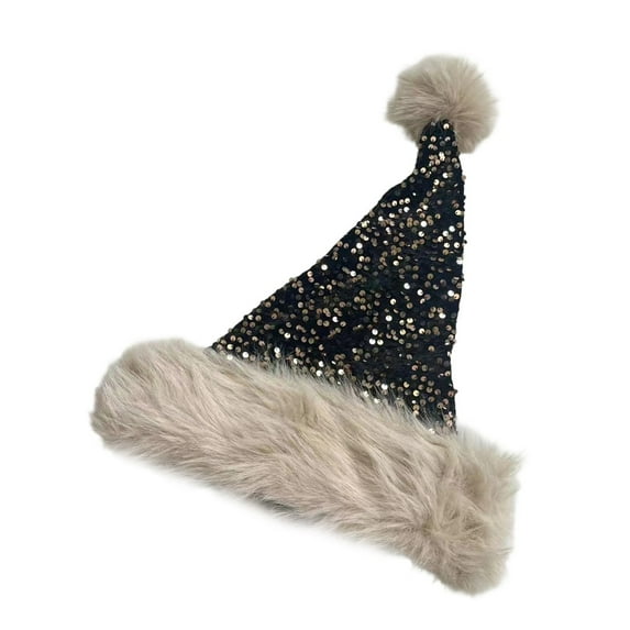 Oalirro Sequin Santa Hat, Christmas Hats for Women Or Men, Soft Adults Holiday Hat for Santa Claus Party Supplies Gifts for New Year Headwear