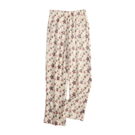 Oalirro Sleep Bottoms for Women Christmas Wide Leg Lounge Pants, Comfy Pajamas Bottoms Flannel Sleep Pants with Drawstring Waistband
