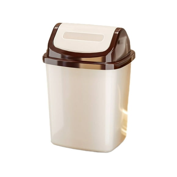Oalirro Small Bathroom Trash Can with Press Lid 13x8x7in Plastic Wastebasket Odor-Proof Flip Top Garbage Bin for Toilet Office Bedroom Living Room Kitchen
