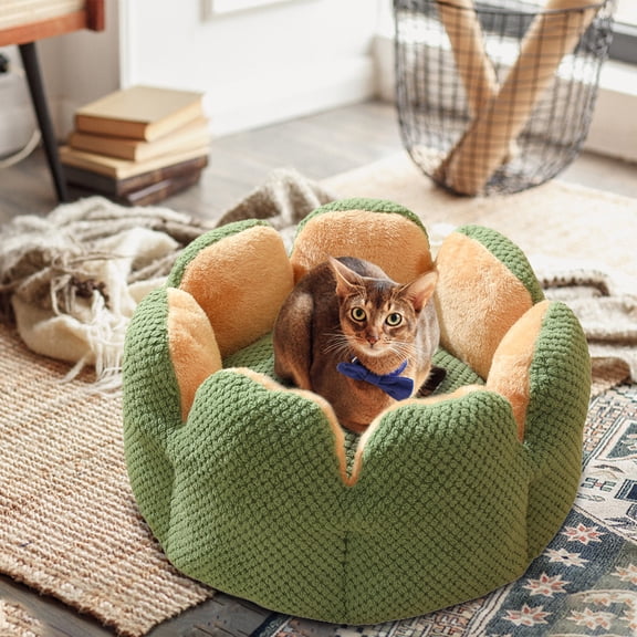Oalirro Small Dog Beds for Small Dogs Machine Washable Rectangle Puppy Bed with Anti-Slip Bottom, Soft Sleeping Pet Bed Durable (15Inch, Green)