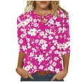 thumbnail image 1 of Oalirro Small Fragmented Flower Criss Cross Women's Fashion Casual V-neck 3/4 Sleeve Shirt, 1 of 5