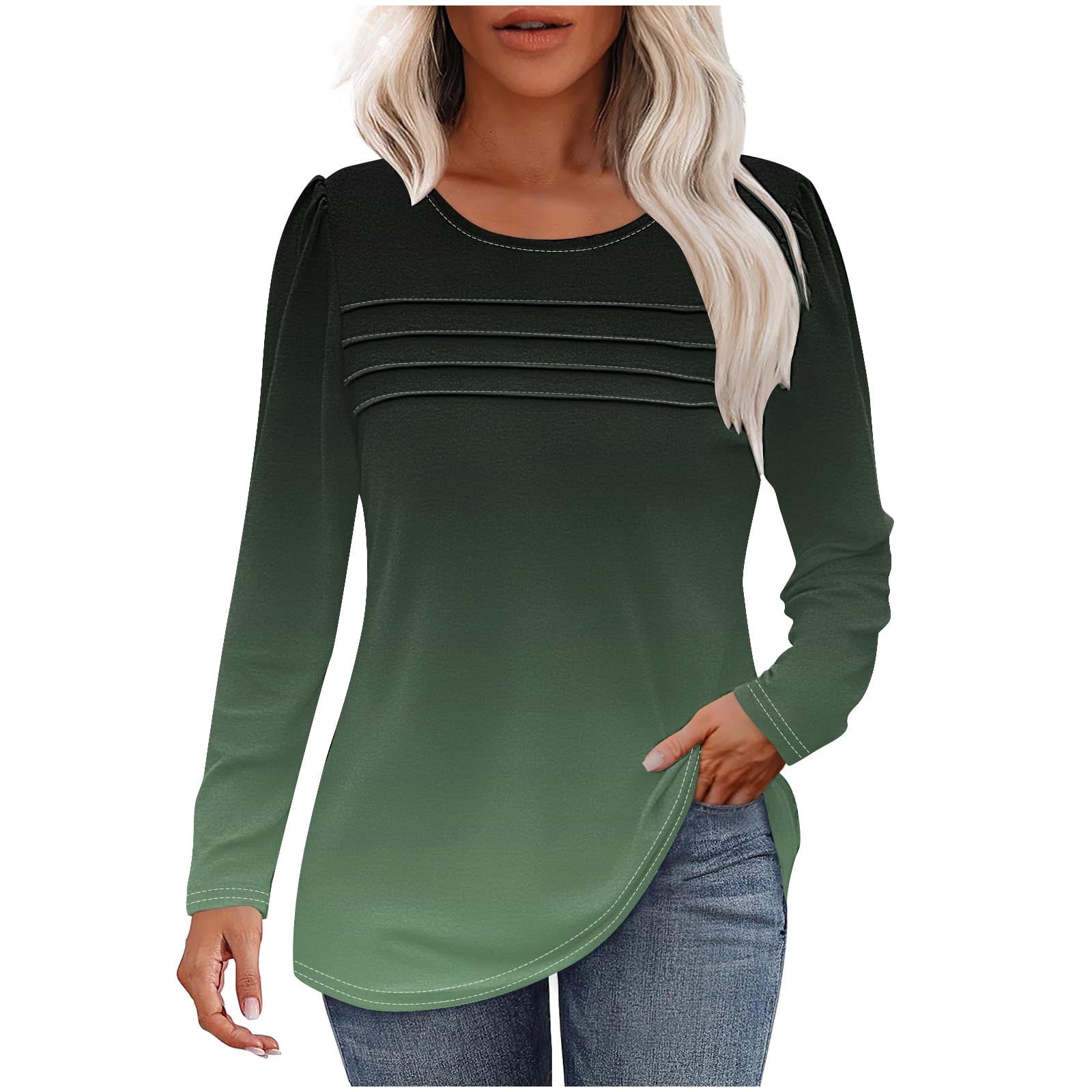Exquisite Strapless Satin Gradient Print Long-sleeved Shirt