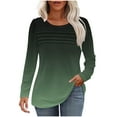 thumbnail image 1 of Oalirro Striped Gradient Print Long Sleeve Shirt for Women Casual Crewneck Fashion Slim Fit Fall Winter Loose Tops, 1 of 6