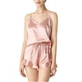 thumbnail image 1 of Oalirro Summer Pajamas for Women Casual Short Sleeve Top with Shorts Homewear Top and Shorts Loungewear Pink,S, 1 of 5