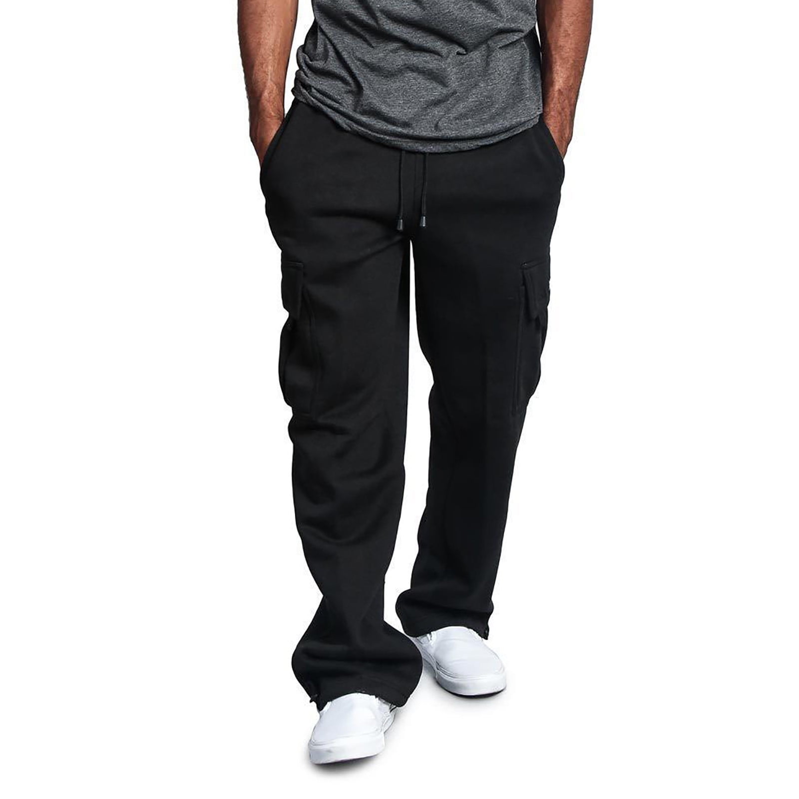 Oalirro Men's Drawstring Elastic Waist Sweatpants with Pockets, Solid