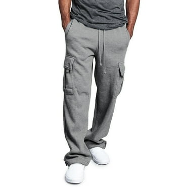 Oalirro Sweatpants for Men Men's Drawstring Elastic Waist Solid Color Pocket Trousers Loose Movement