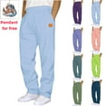 thumbnail image 1 of Oalirro Sweatpants for Men Men's Drawstring Elastic Waist Solid Color Pocket Trousers Loose Movement, 1 of 4