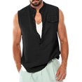 thumbnail image 1 of Nnhblu Tank Tops V-Neck Sleeveless Pullover Pocket Shirts for Men Black XXXL, 1 of 5