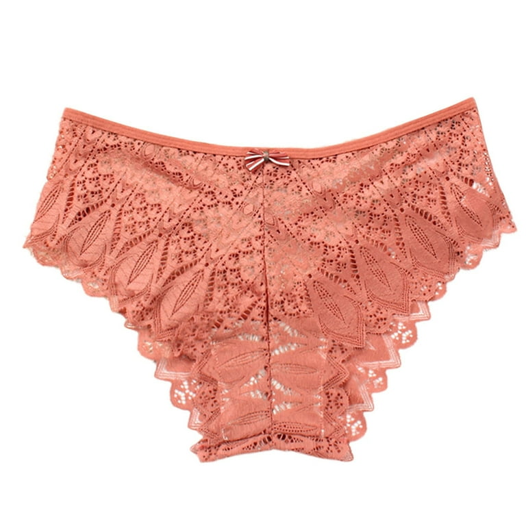 Oalirro Thong Panties Lace Soft Bandage Panties Orange 1 Pack Underpants