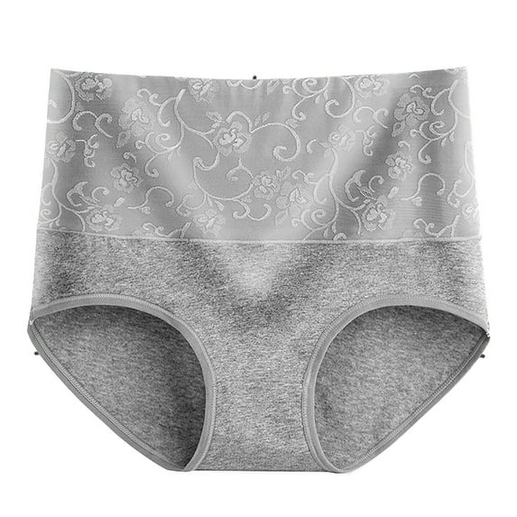 Oalirro Underwear Women Cotton Lace High Waist Shapewear Briefs for Women Gray 1 Pack Underpants