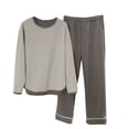 thumbnail image 1 of Oalirro Warm Pajamas for Women Comfy Long Sleeve Top with Pant Set Lounge Pjs Set with Pockets Loose Fleeced Line Pajama Set, 1 of 6