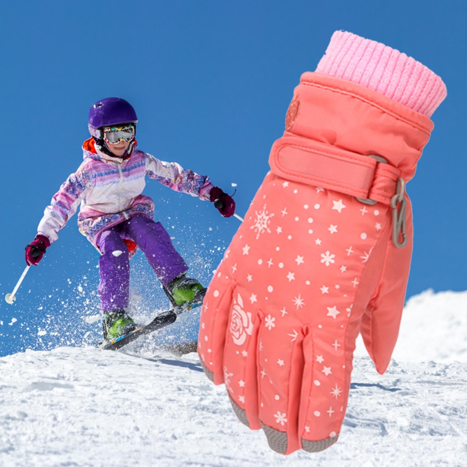 Oalirro Waterproof Ski & Snow Gloves for Kids Warm Winter Gloves for