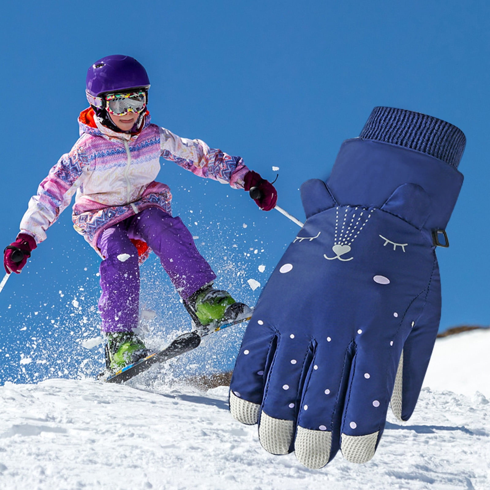 Oalirro Waterproof Ski & Snow Gloves for Kids Warm Winter Gloves for