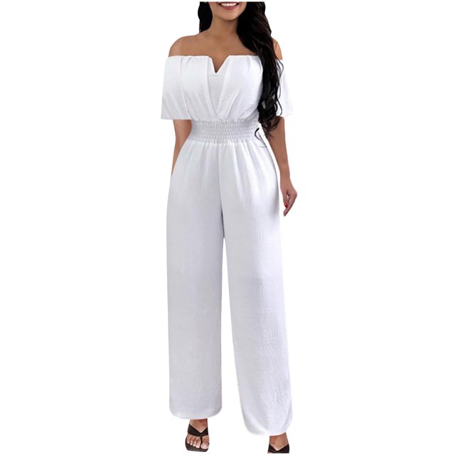 Oalirro White Jumpsuits for Women Loose Fit Jumpsuits for Women Casual