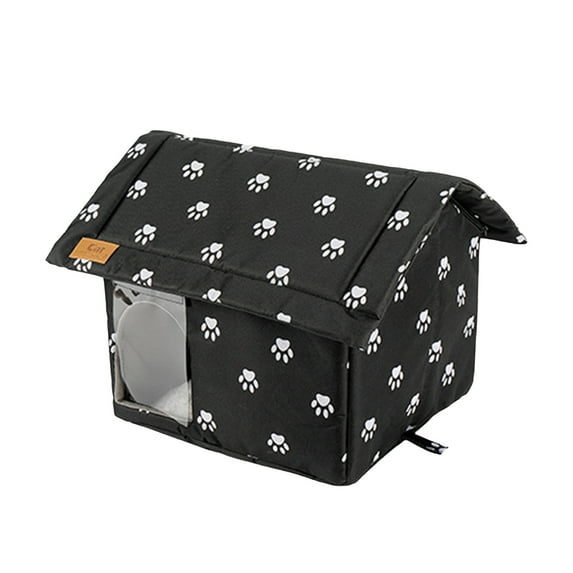 Oalirro Winter Cat House Outdoor - Insulated Foldable Stray Cat Shelter with Waterproof PVC & Sponge Padding, Windproof Outdoor Pet House for Porch/Garage/Balcony (Easy Setup & Storage)
