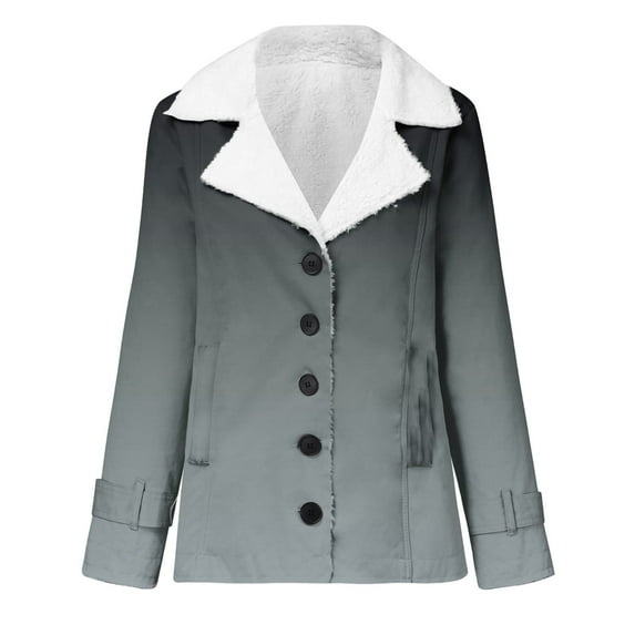 Nnhblu Winter Fashion Womens Coats Fleece Fall Jacket for Woman Button Down Gray Hooded Keep Warm Fall Shop Gifts Outerwear with Pockets